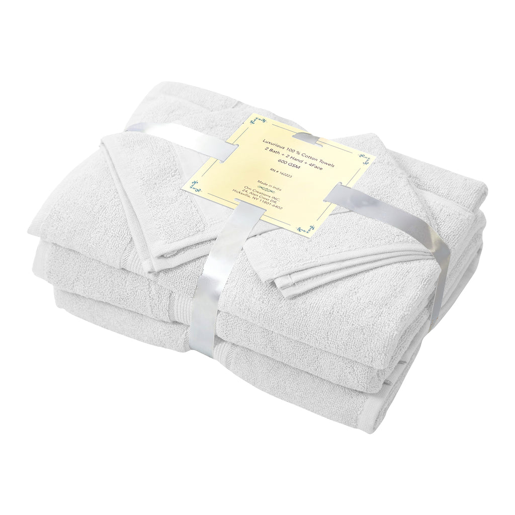 100% Ringspun Cotton Absorbent 600 GSM 12PC Bathroom Towel Set