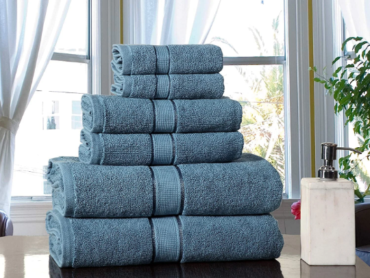 6-Piece Premium Towel Set, 2 Bath Towels, 2 Hand Towels, and 2 Wash Cloths,  600 GSM 100% Ring Spun Cotton Highly Absorbent Towels for Bathroom, Gym,  Hotel, and Spa - NoahArkLinen