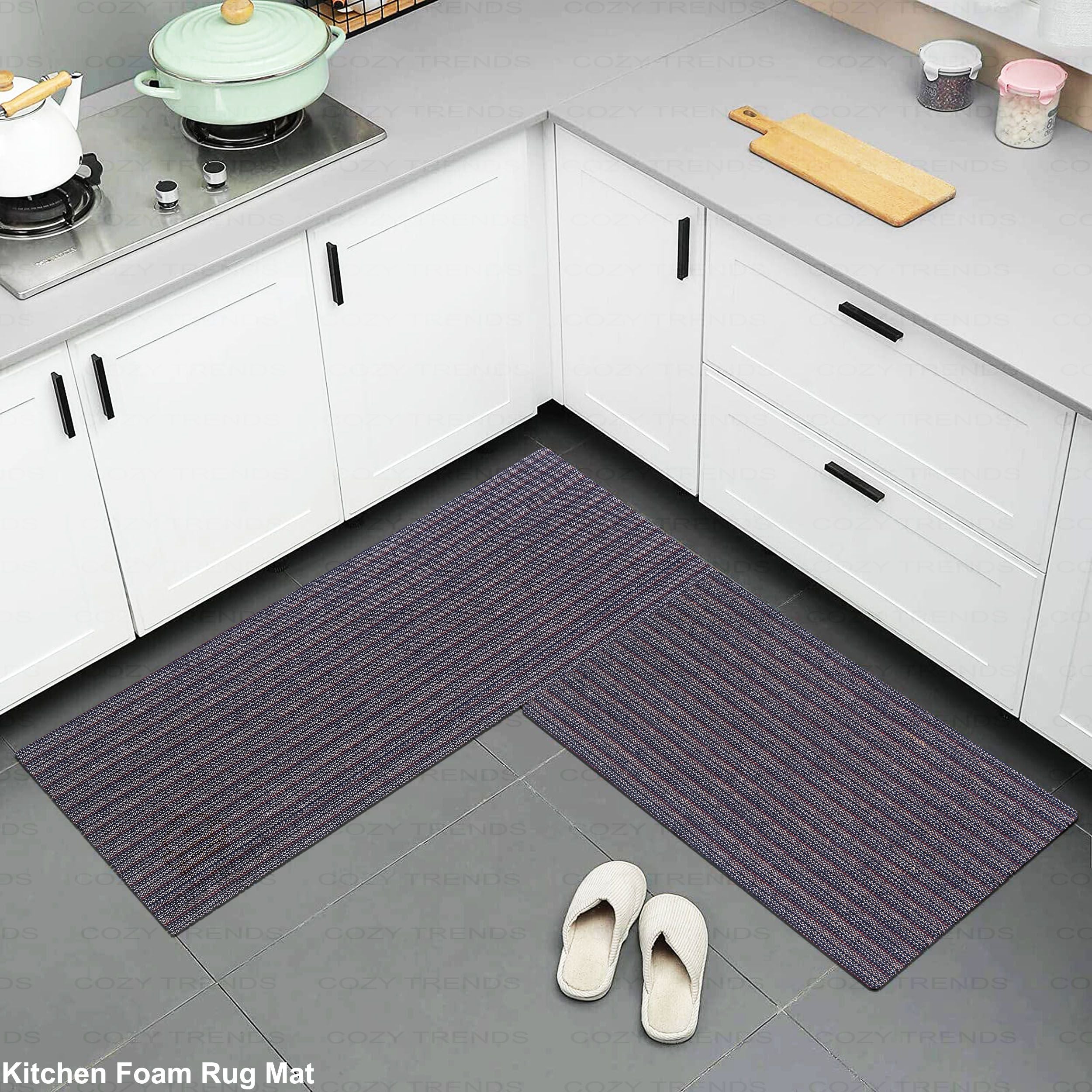 2Pcs Kitchen Mat Cushioned Anti-Fatigue Rug Non-Slip Floor